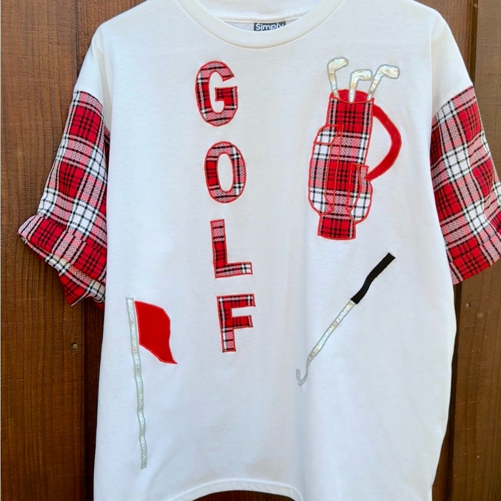 Vintage Plaid/Embroidered Gold Tshirt